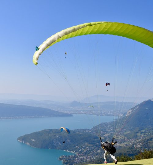 paragliding, paraglider, lake annecy